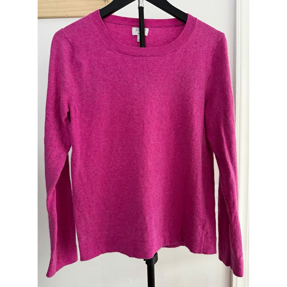 Women’s J.CREW M Sweater Pink Crew Neck Teddie Cotton Merino Wool F5199